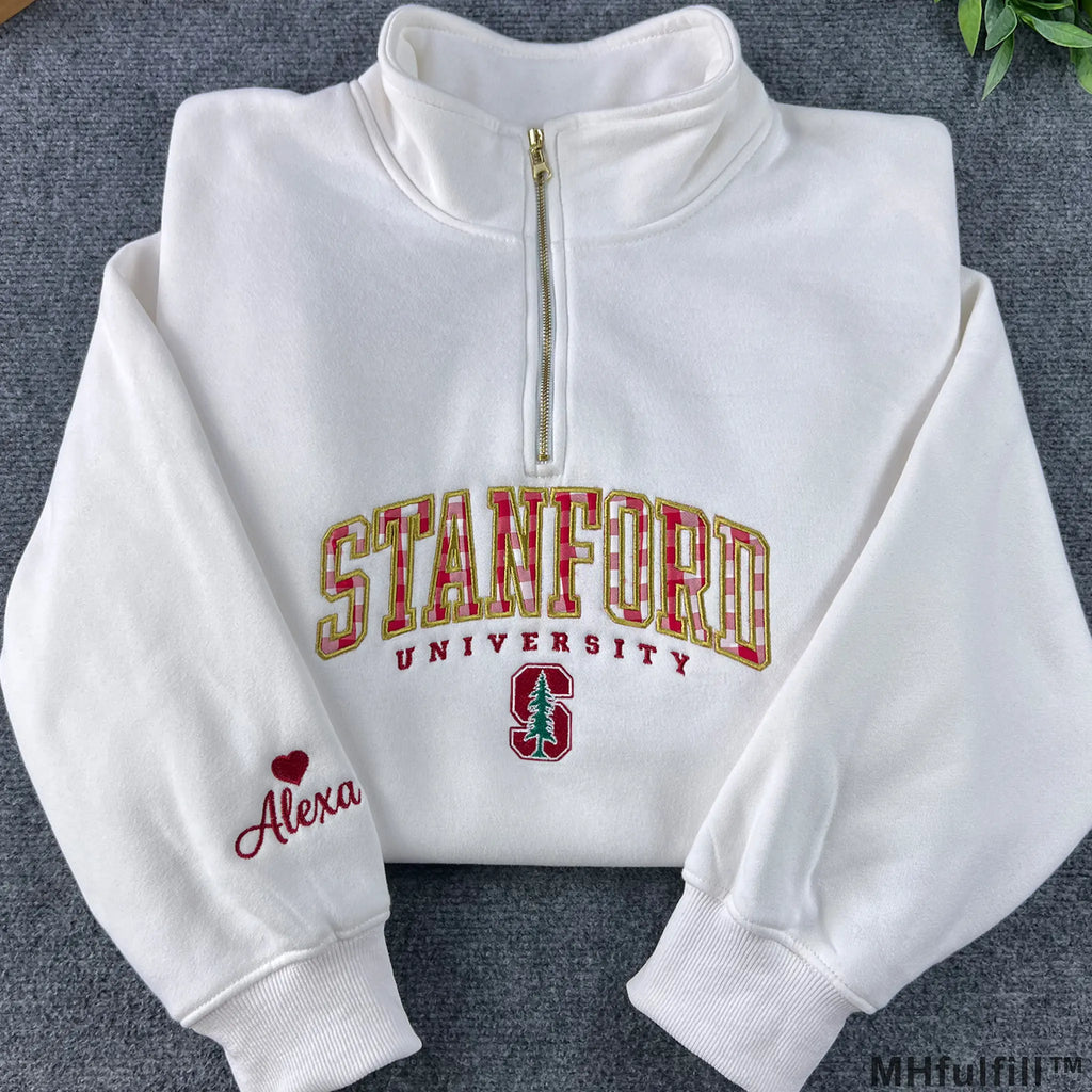 Personalized Embroidered Quarter Zip – Custom College Logo & Name Sweatshirt
