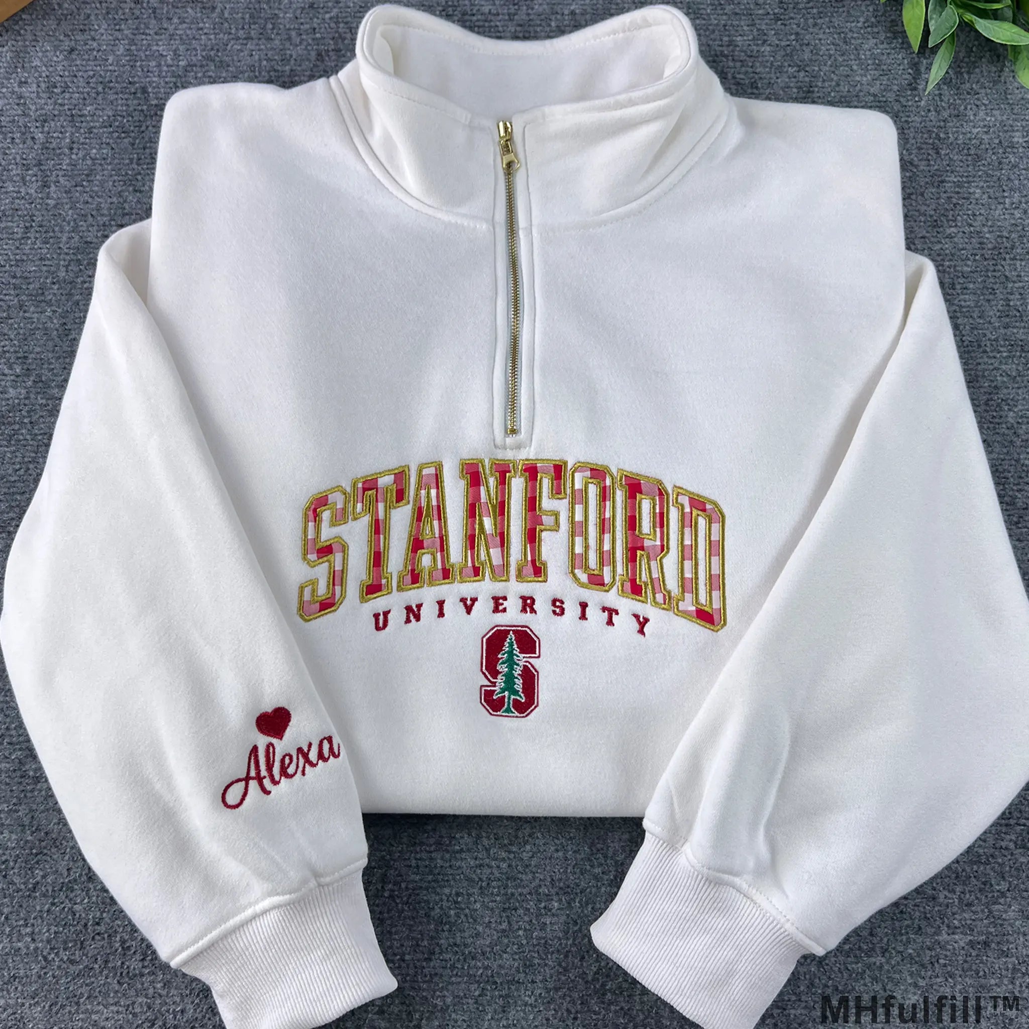 Personalized Embroidered Quarter Zip – Custom College Logo & Name Sweatshirt