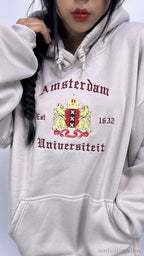 Custom Collegiate Heritage Embroidered Hoodie, Vintage School Crest with Personalized University Name & Establishment Year