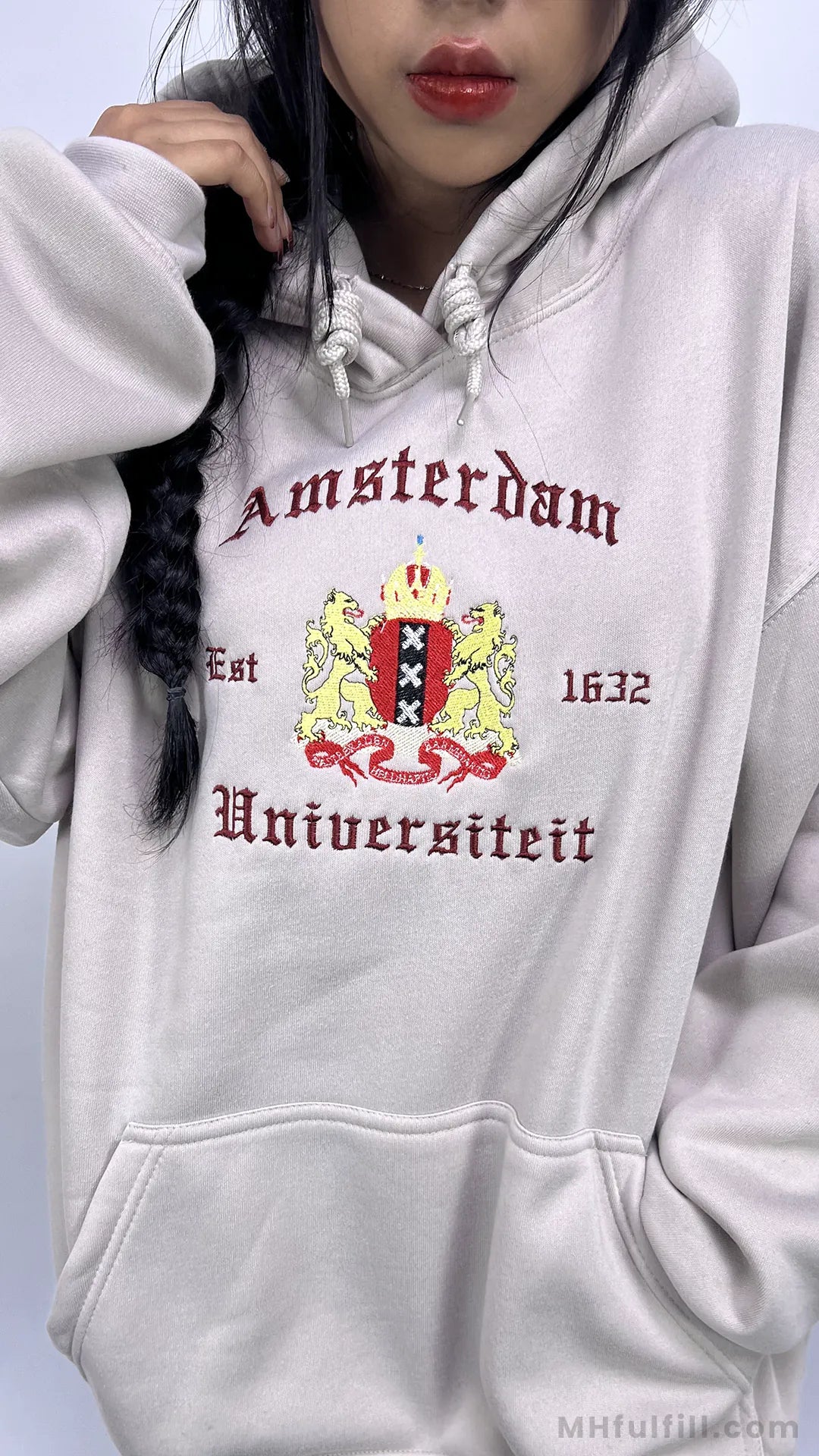 Custom Collegiate Heritage Embroidered Hoodie, Vintage School Crest with Personalized University Name & Establishment Year