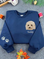 Custom Pet Portrait Sweatshirt with Embroidered Name