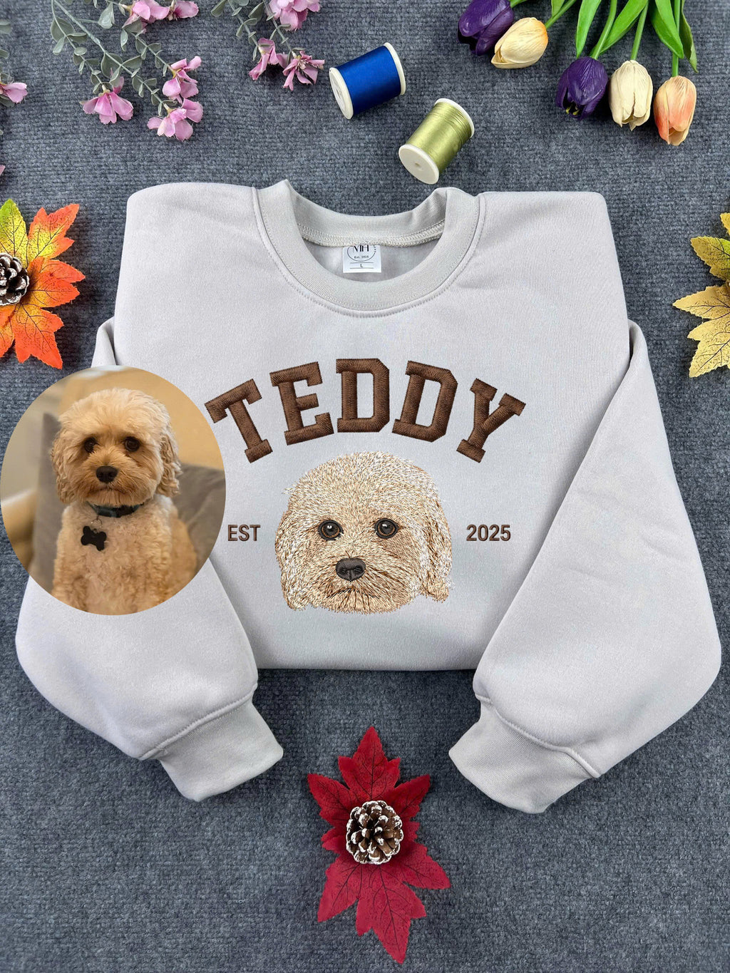 Custom Dog Name Embroidered Sweatshirt, Fall Gift