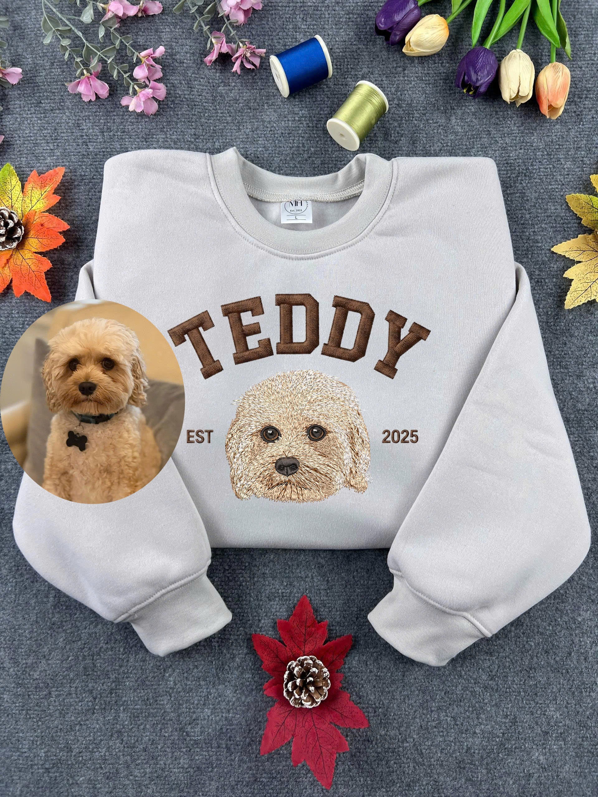 Custom Dog Name Embroidered Sweatshirt, Fall Gift