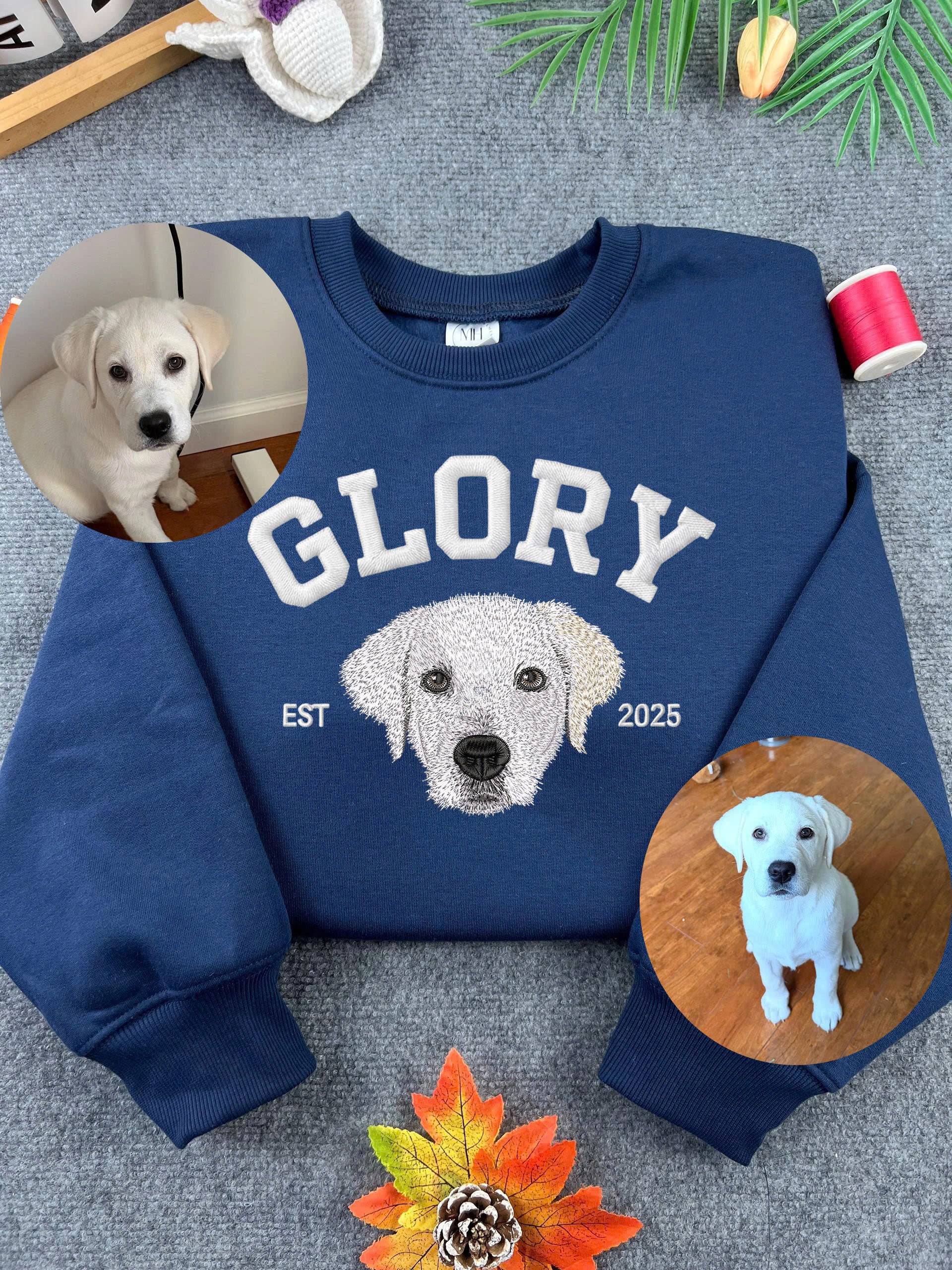 Custom Dog Name Embroidered Sweatshirt, Fall Gift