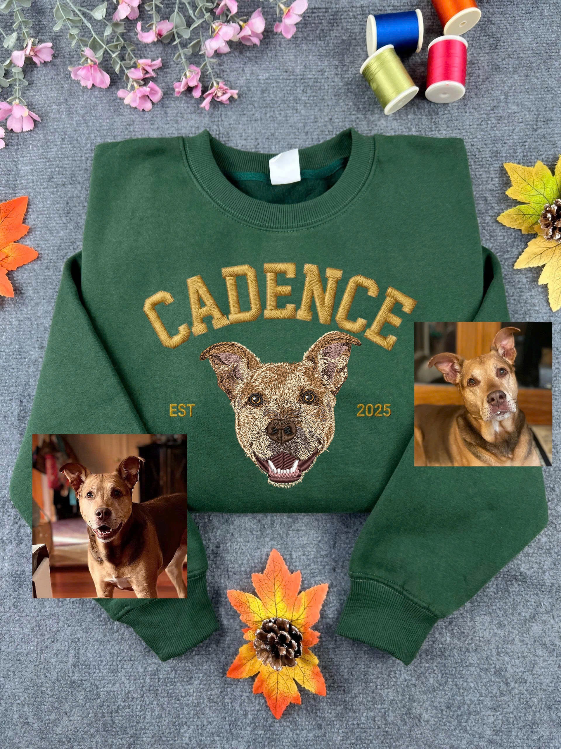 Custom Dog Name Embroidered Sweatshirt, Fall Gift