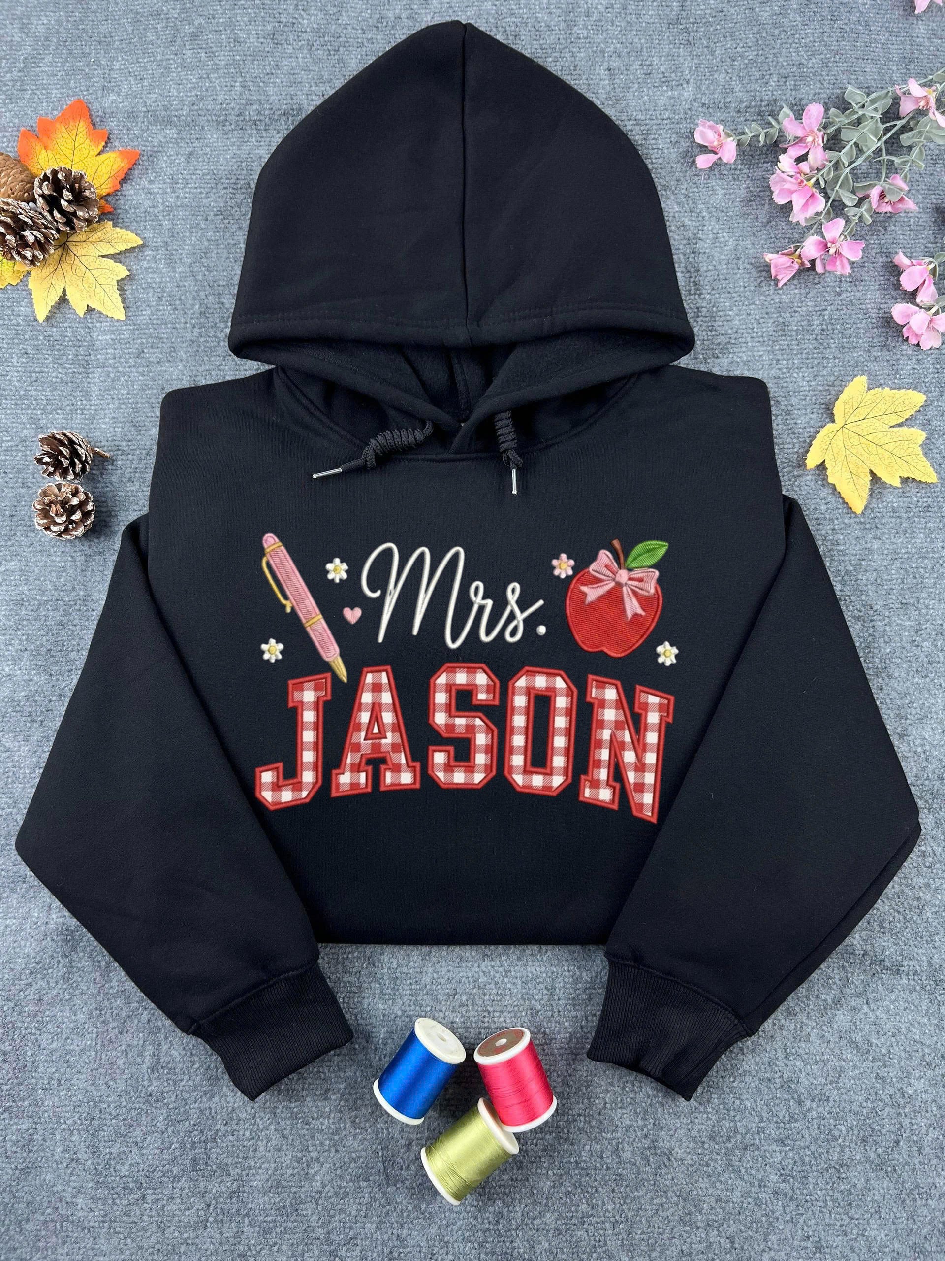 Personalized Teacher Name Embroidered Hoodie