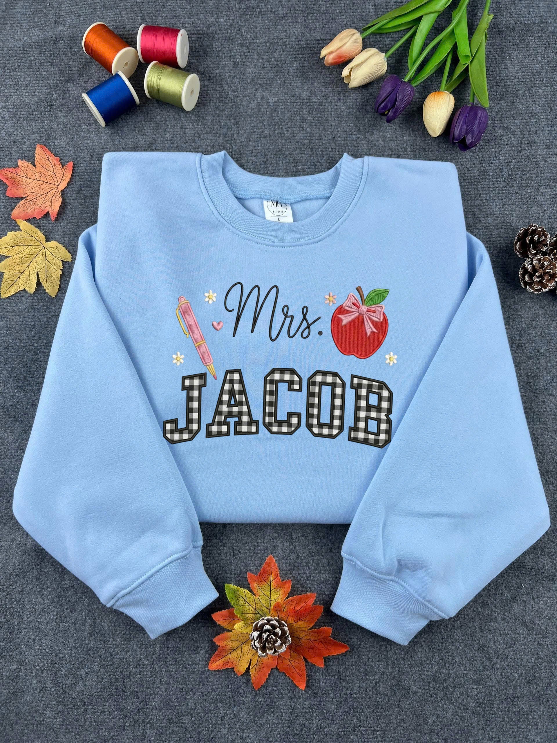 Personalized Teacher Name Embroidered Hoodie