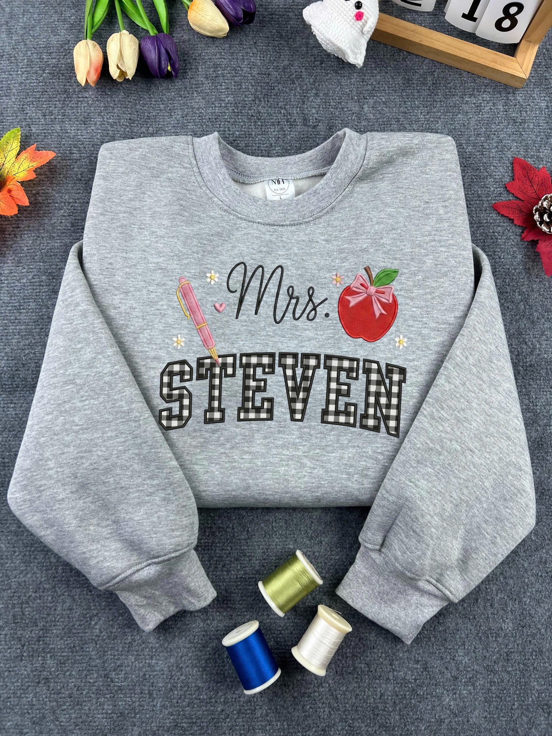 Personalized Teacher Name Embroidered Hoodie