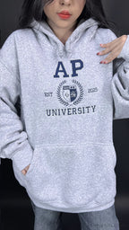 Custom Collegiate Heritage Embroidered Hoodie, Vintage School Crest with Personalized University Name & Establishment Year