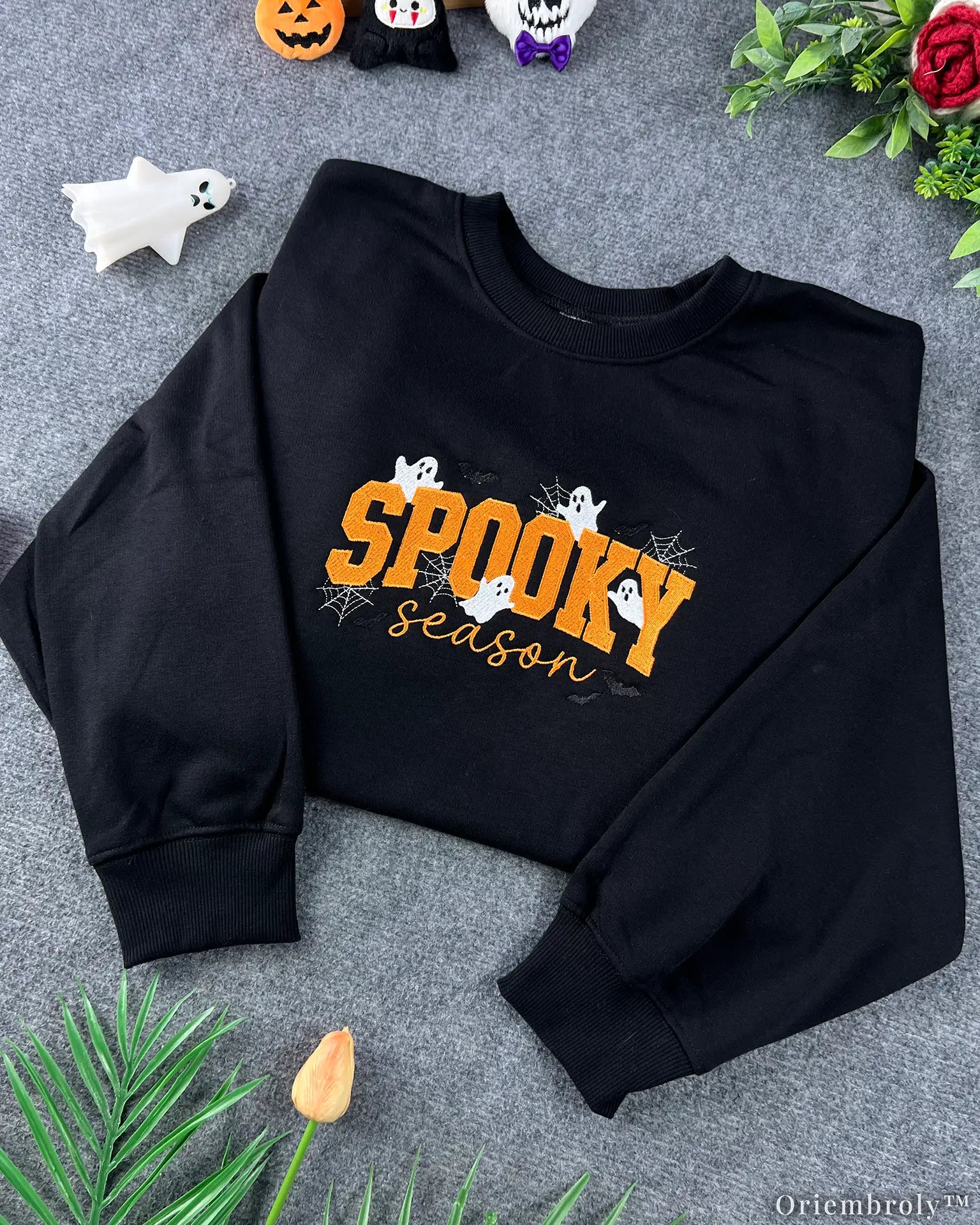 Spooky Season Embroidered Crewneck – Cute Ghost Halloween Sweatshirt