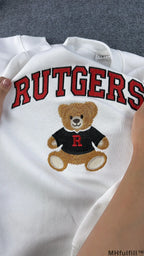 Custom College Teddy Bear Embroidered Sweatshirt