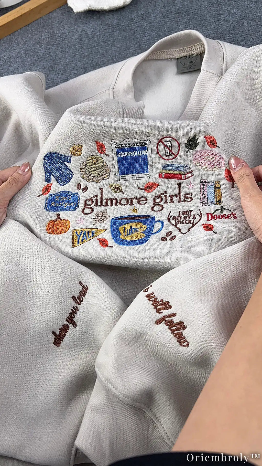 Cozy Autumn Embroidered Sweatshirt – Coffee Book Lover Crewneck, Vintage Fall Fleece Pullover