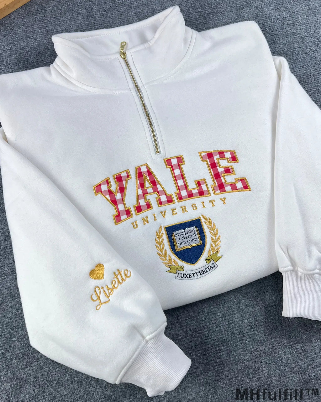 Personalized Embroidered Quarter Zip – Custom College Logo & Name Sweatshirt