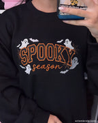 Spooky Season Embroidered Sweatshirt – Cute Ghost Halloween Hoodie