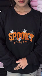 Spooky Season Embroidered Crewneck – Cute Ghost Halloween Sweatshirt