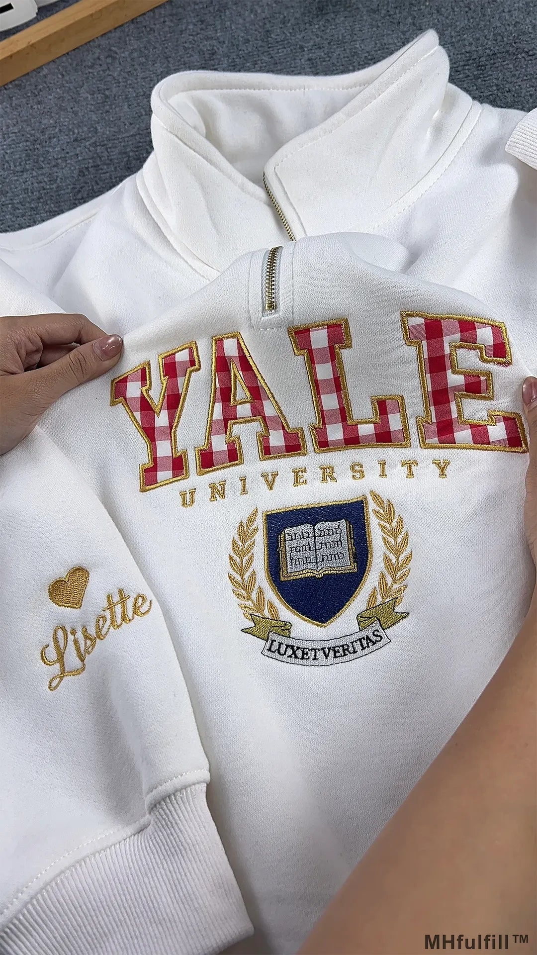 Personalized Embroidered Quarter Zip – Custom College Logo & Name Sweatshirt
