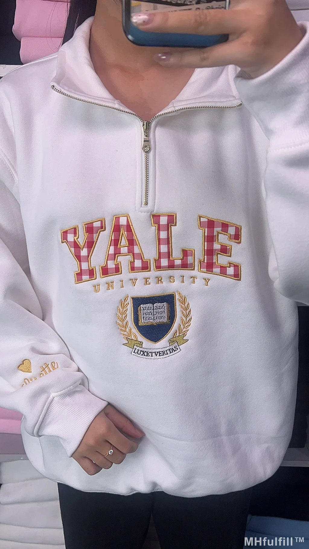Personalized Embroidered Quarter Zip – Custom College Logo & Name Sweatshirt