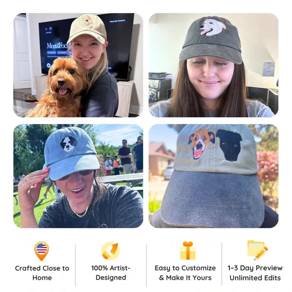 Personalized Pet Dyed Hat with Embroidered Photo