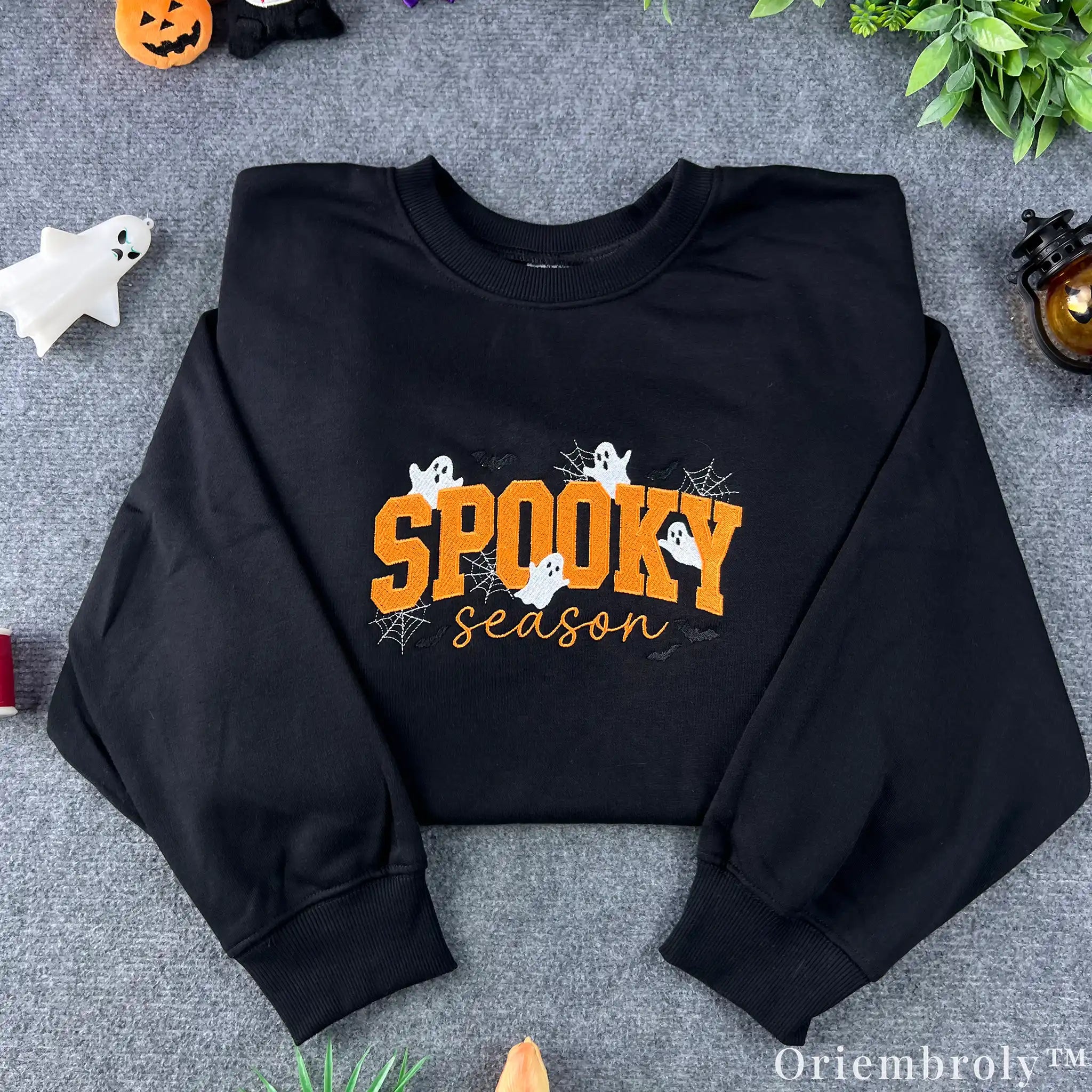Spooky Season Embroidered Crewneck – Cute Ghost Halloween Sweatshirt