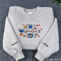 Cozy Autumn Embroidered Sweatshirt – Coffee Book Lover Crewneck, Vintage Fall Fleece Pullover