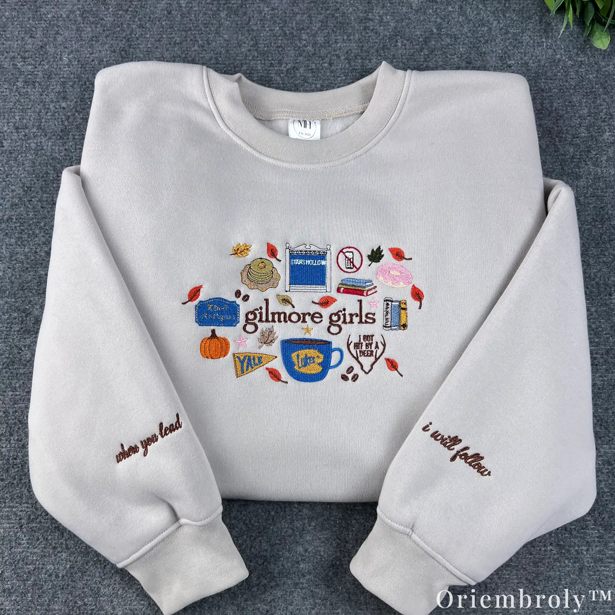 Cozy Autumn Embroidered Sweatshirt – Coffee Book Lover Crewneck, Vintage Fall Fleece Pullover