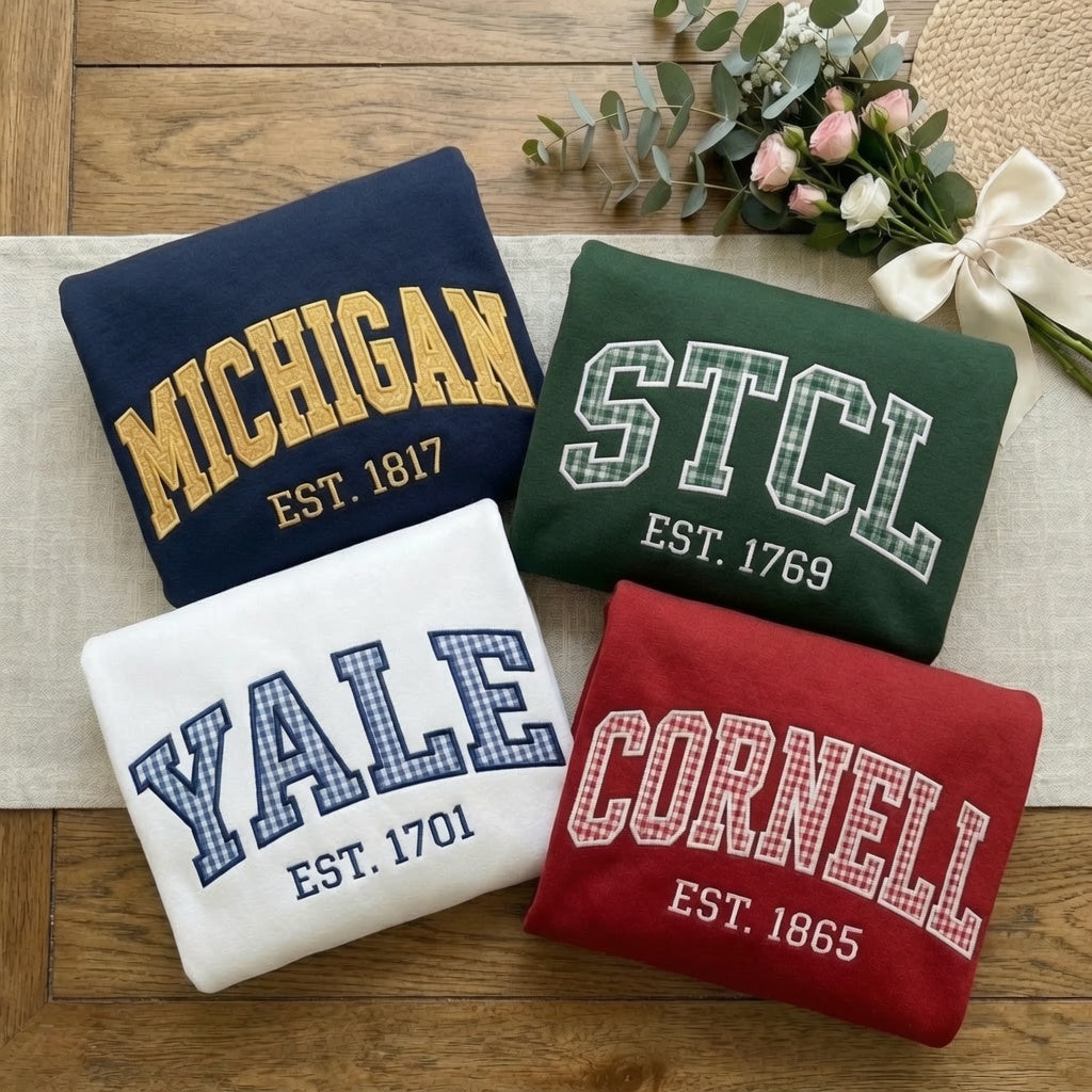 Custom Varsity Name Embroidered Crewneck Sweatshirt