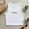 Patriotic Summer Icons Embroidered Tank Top