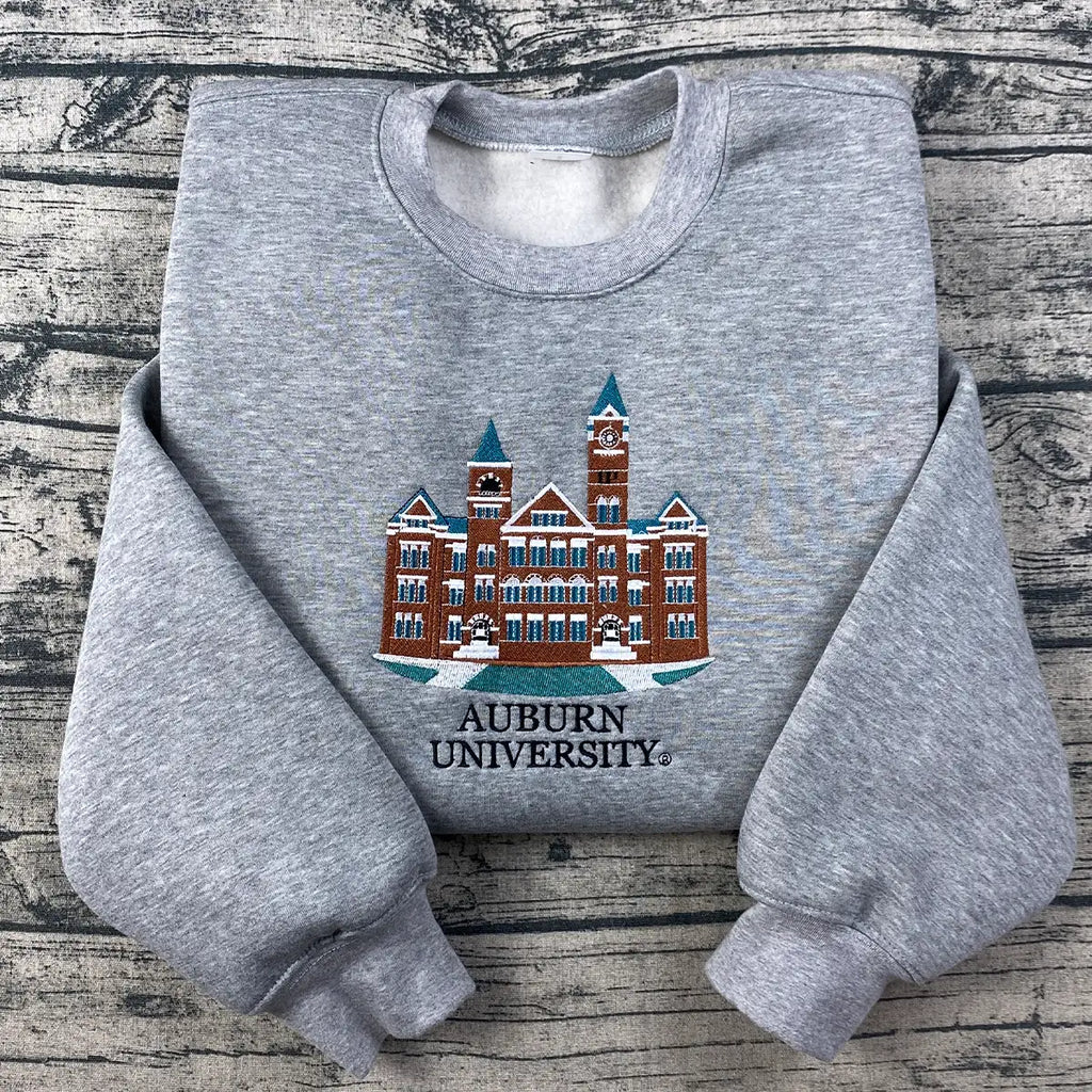 AU college crewneck with clean embroidery