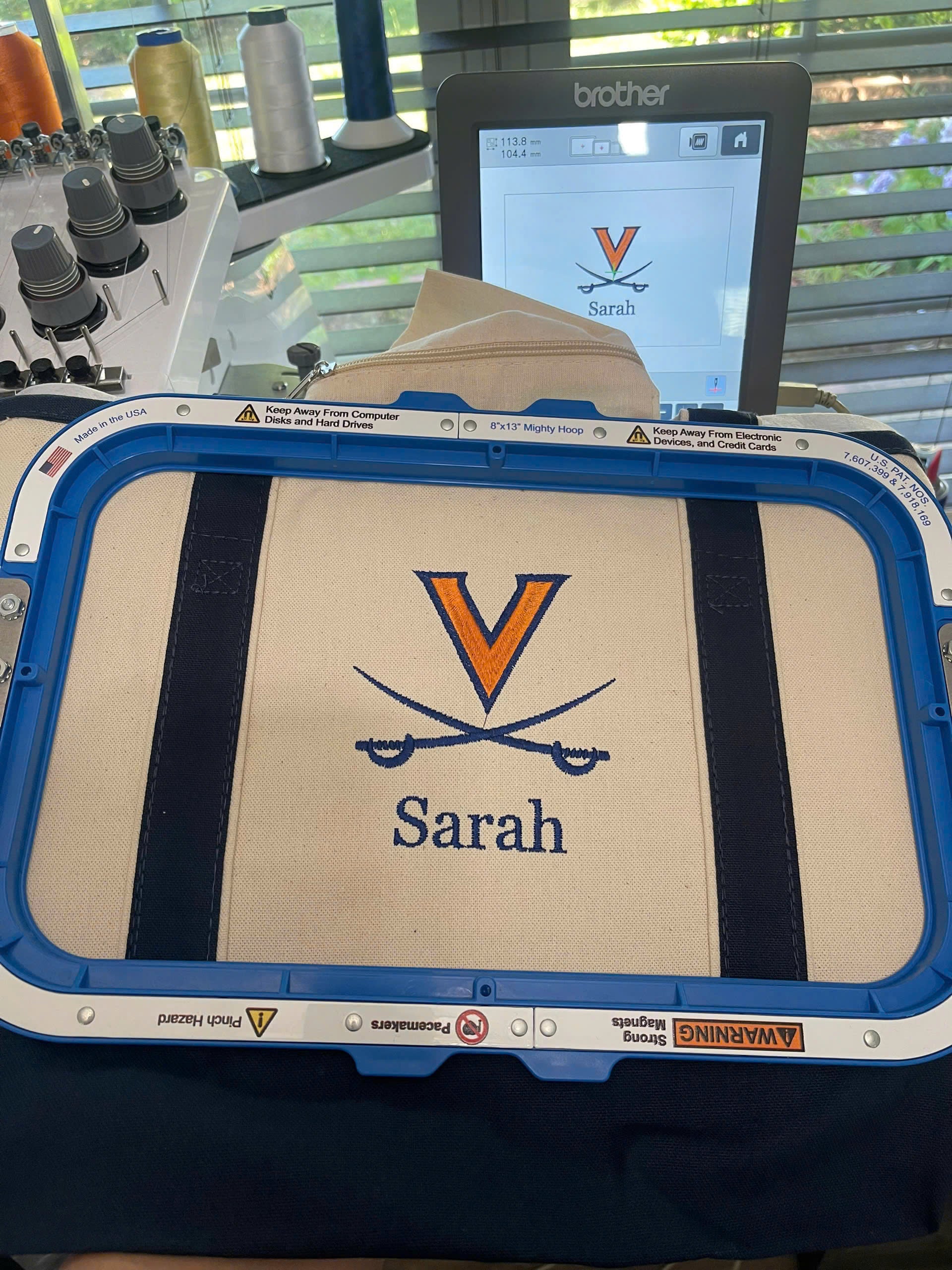 Personalized college embroidered tote bag