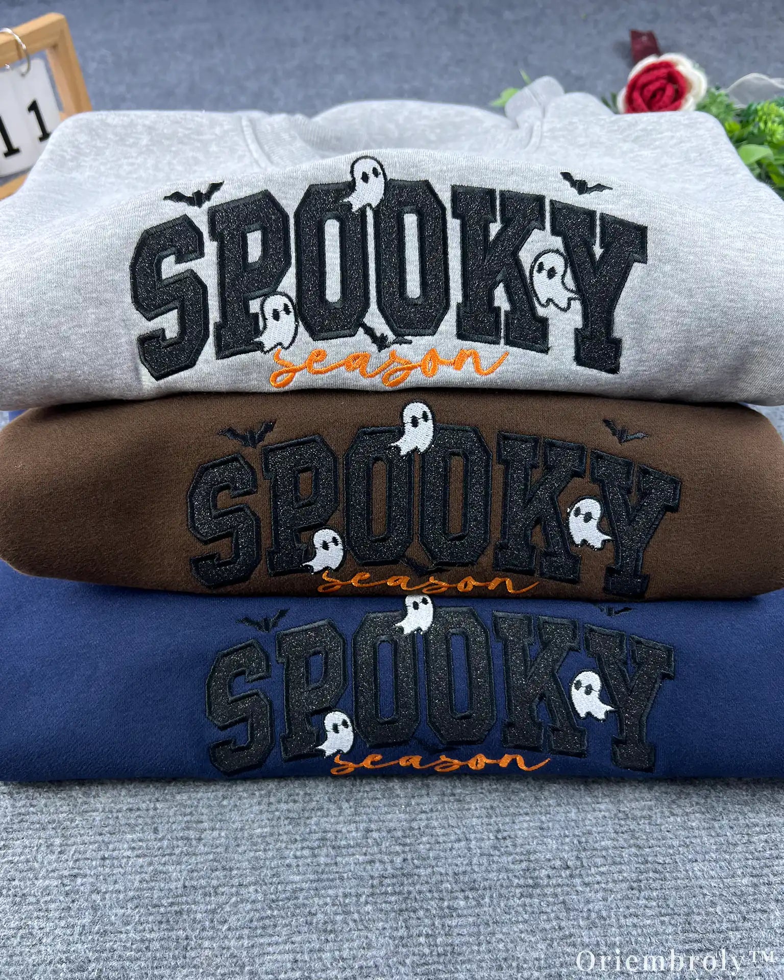 Cozy embroidered Halloween pullover for autumn