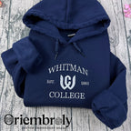 Beige custom hoodie featuring red varsity-style lettering