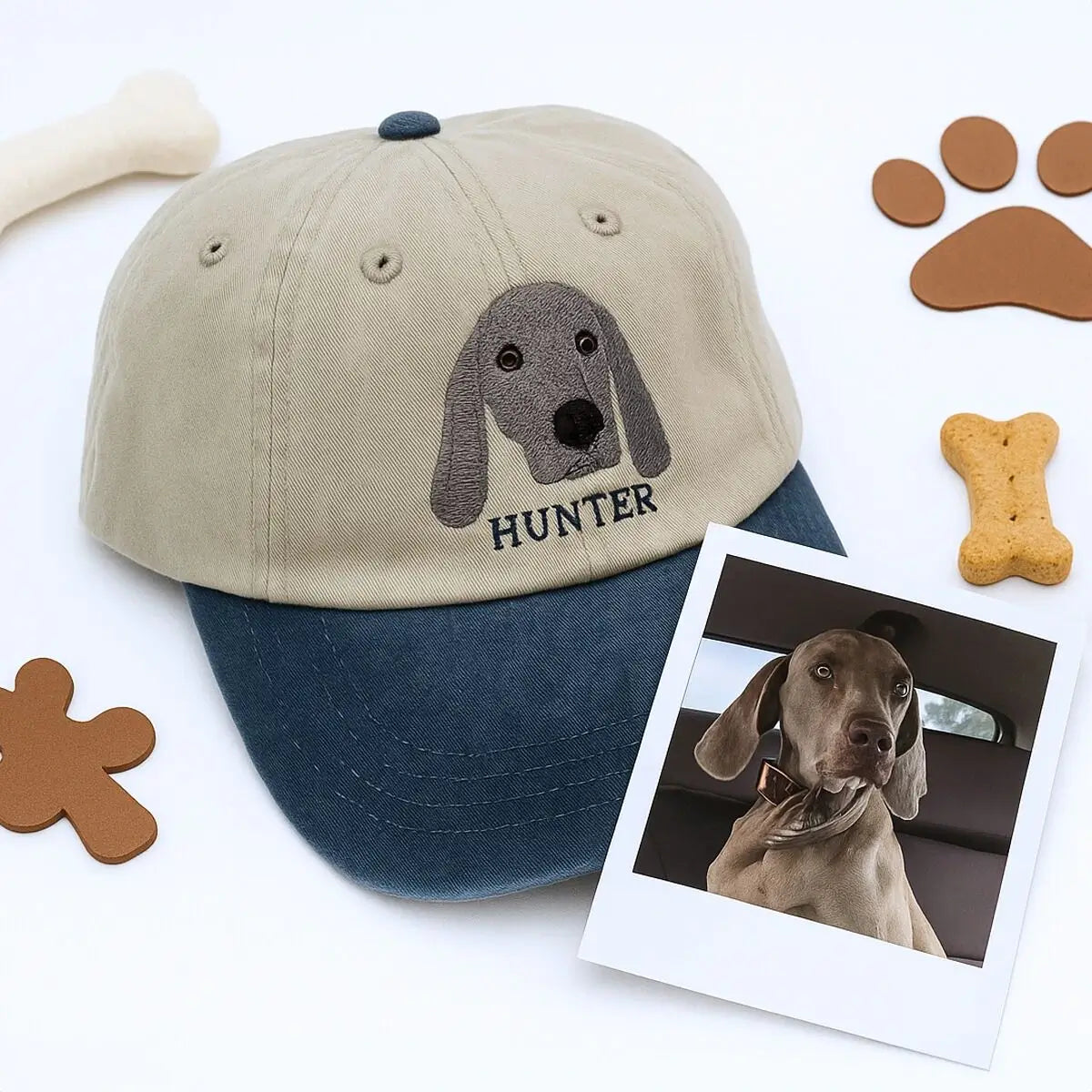 Personalized Pet Dyed Hat - Embroidered Photo Text - Unique Dog Cat Lover Gift Idea