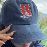 Black custom embroidered dad hat with high-quality personalized text stitching.