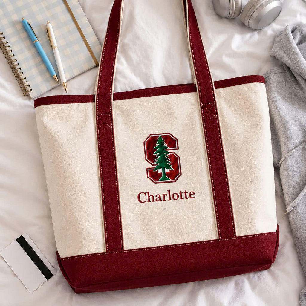 Custom embroidered tote bag with personalized logo