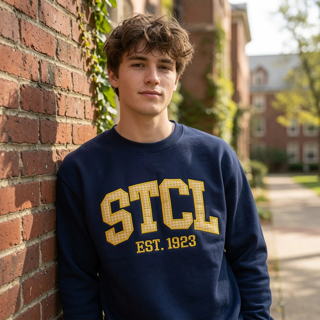 Custom preppy embroidered crewneck sweatshirt