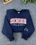 Custom Senior 2027 appliqué embroidered sweatshirt
