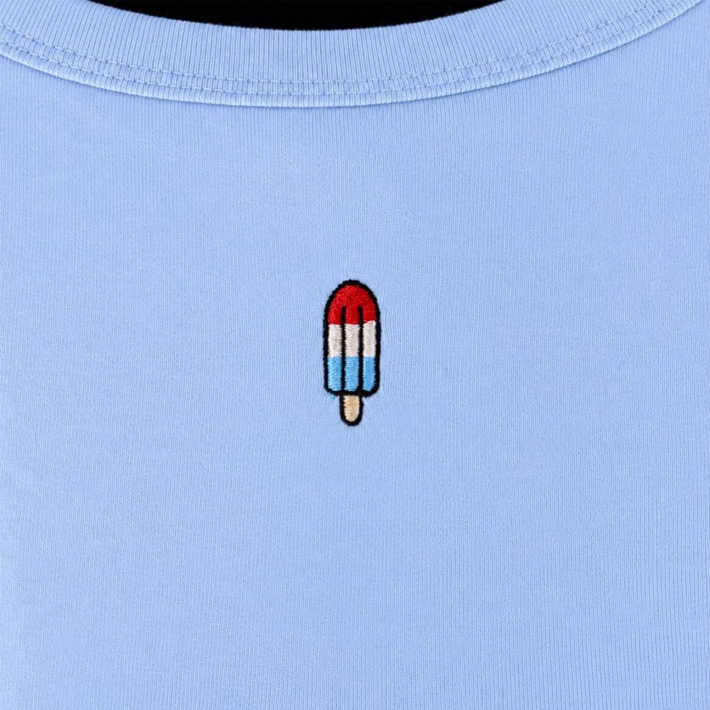 embroidered crop tank top with Bomb Pop design