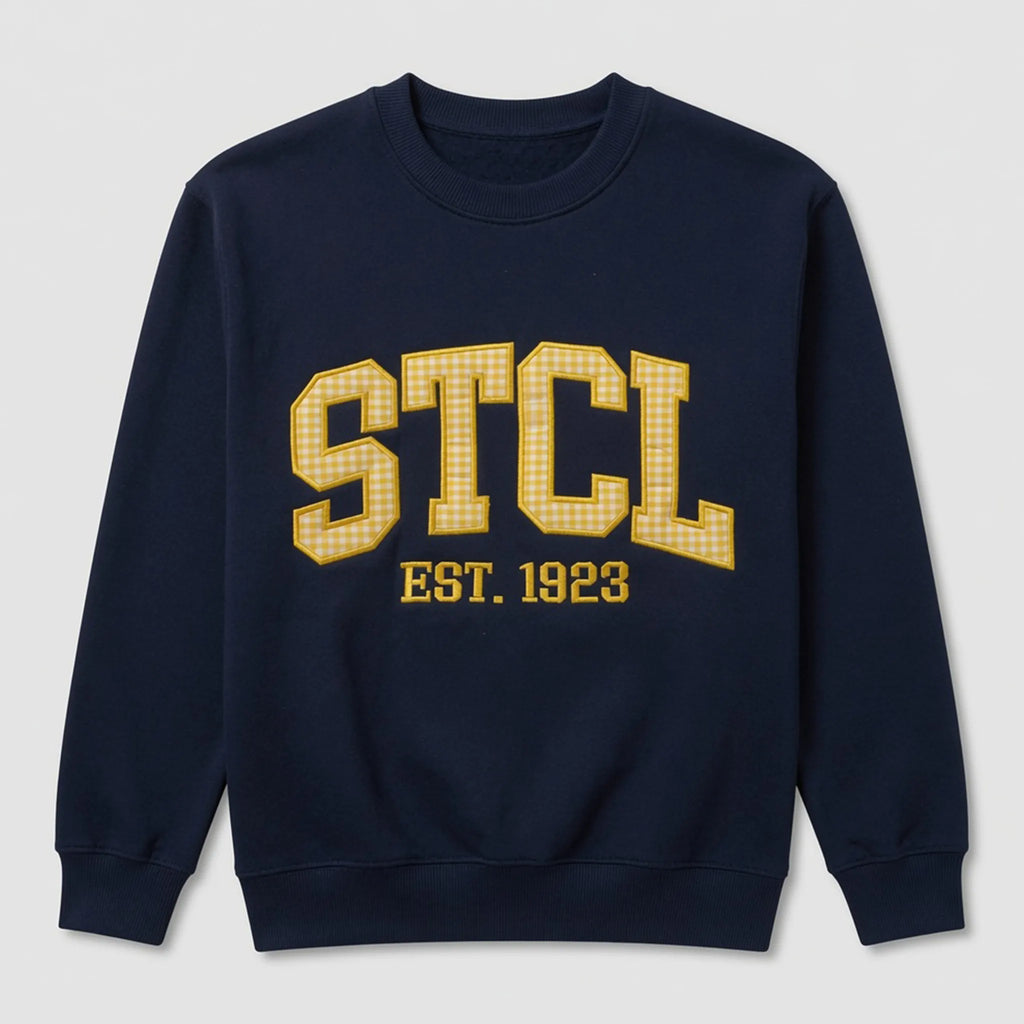 Gingham appliqué varsity letter embroidered sweatshirt