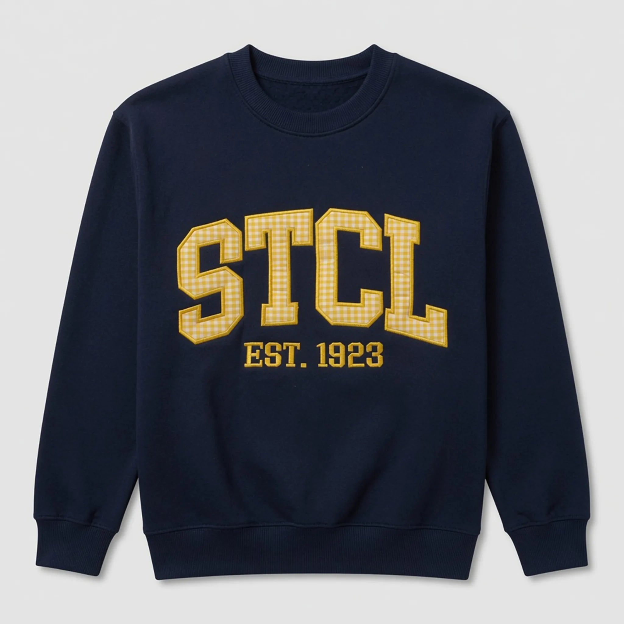 Gingham appliqué varsity letter embroidered sweatshirt
