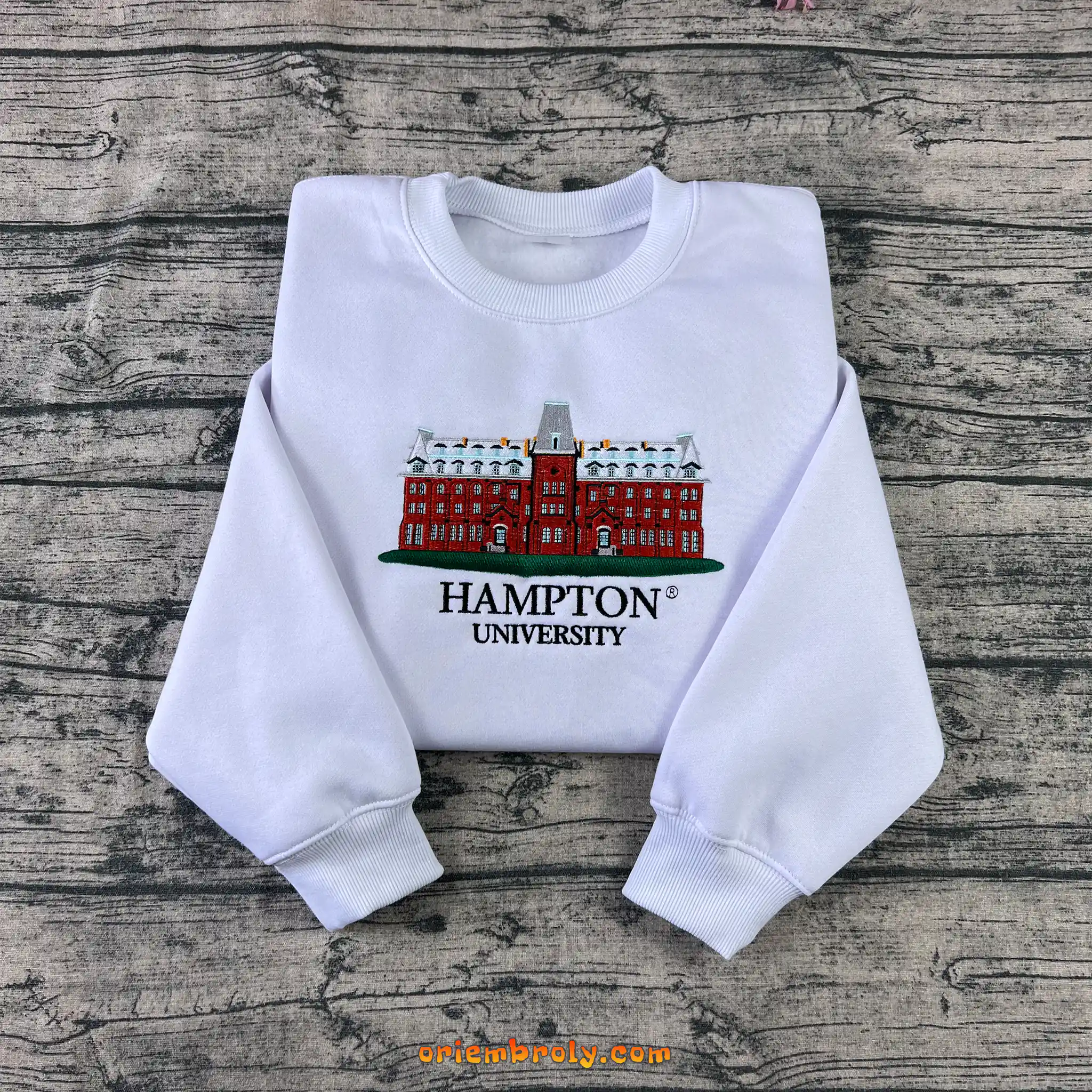 Hampton University HU embroidered crewneck sweatshirt
