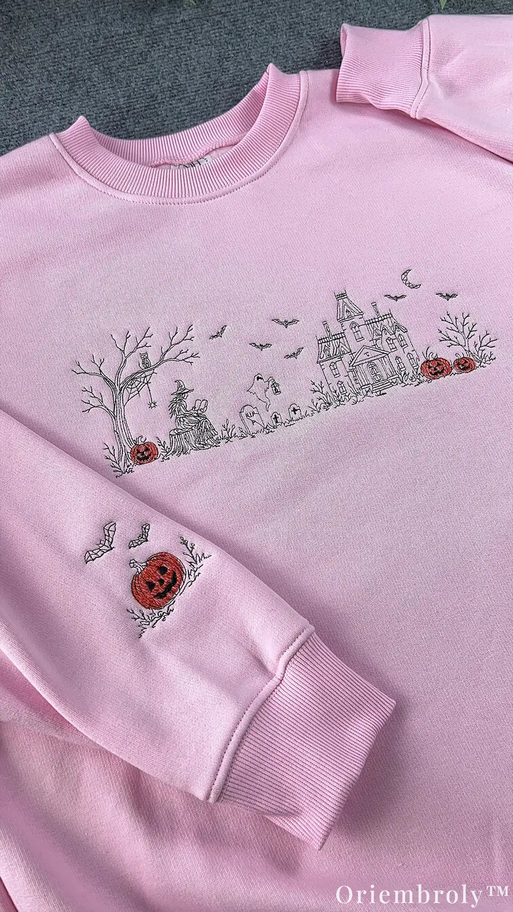 Haunted house embroidered Halloween sweatshirt
