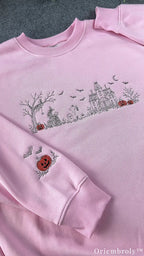 Haunted house embroidered Halloween sweatshirt