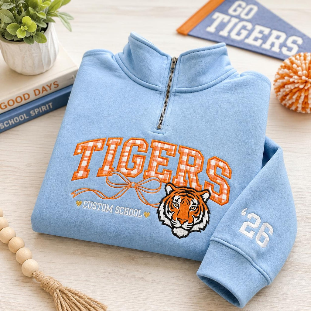 Custom Mascot Quarter-Zip, School Spirit Embroidery