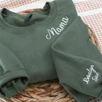 Mama sweatshirt with custom embroidered names, perfect for moms.