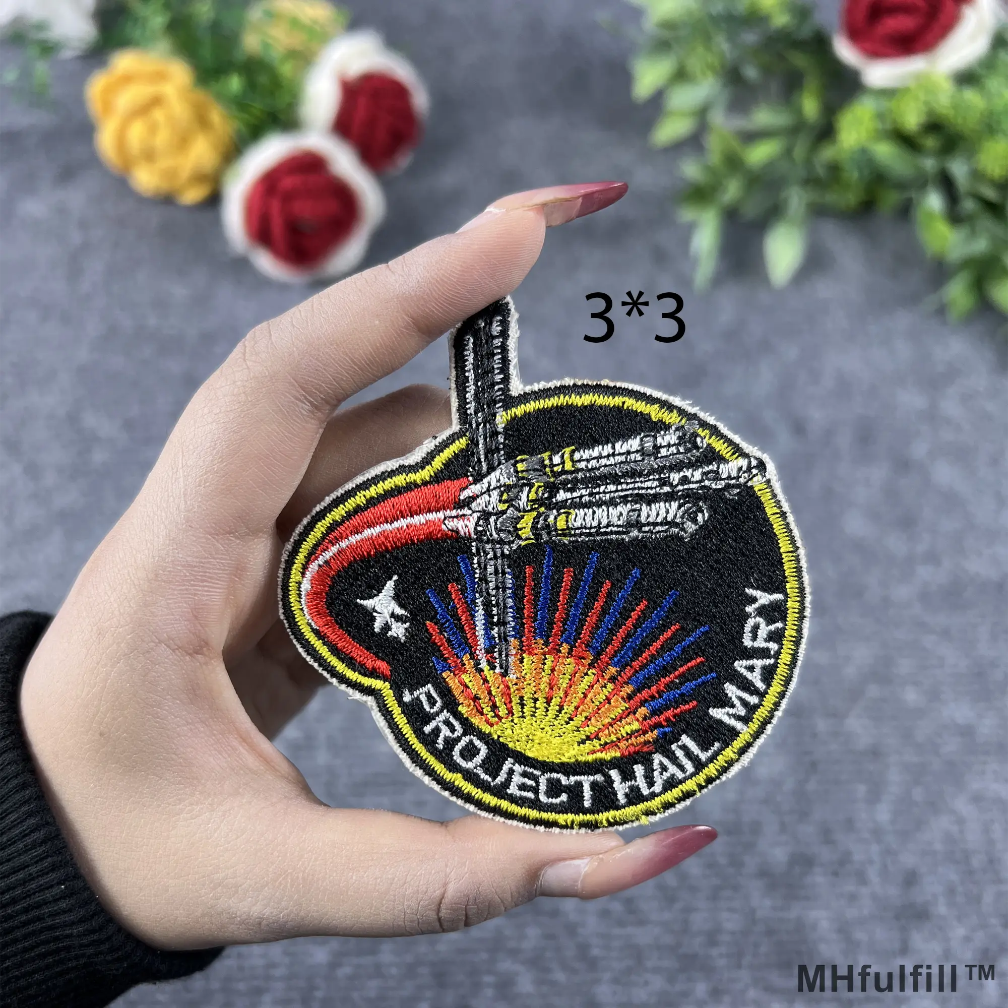 MHfulfill custom 3x3 inch Sci-Fi tactical patch showcasing detailed spaceship embroidery.