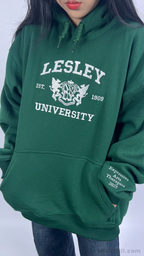 Vintage collegiate pullover hoodie with personalized embroidered institution design