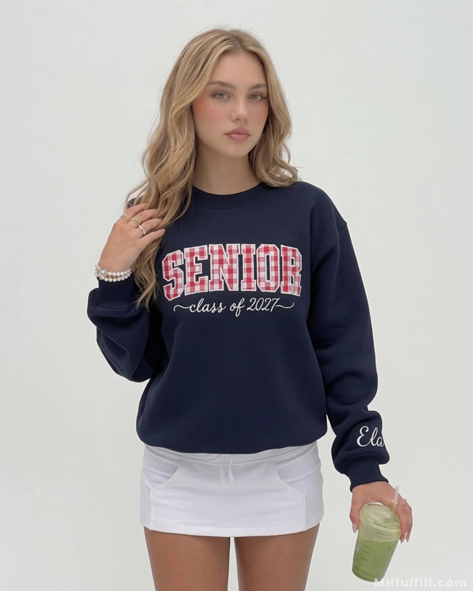 Navy personalized senior graduation crewneck sweatshirt