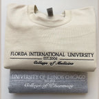 Custom embroidered university sweatshirt with school name