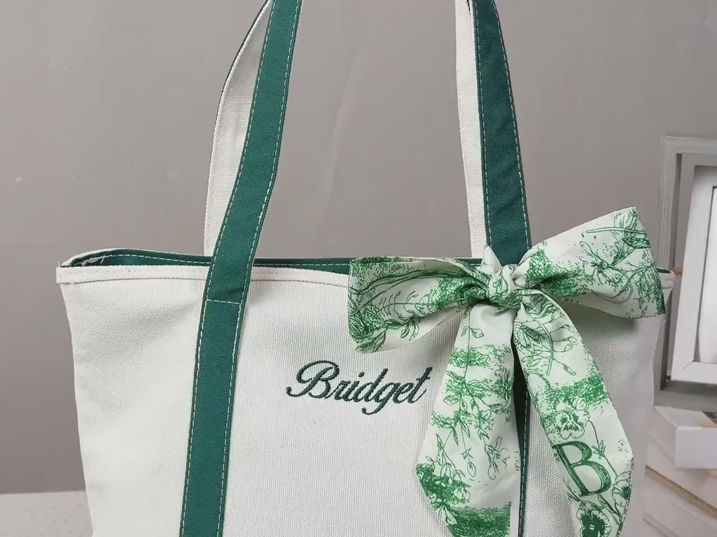 Custom Embroidered Tote Bag – Personalized Canvas Tote with Name, Initial or Logo