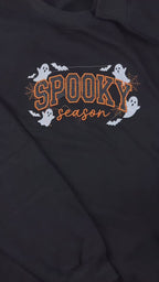 Spooky Season Embroidered Sweatshirt – Cute Ghost Halloween Hoodie